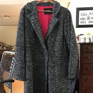 Torrid Black & White Boucle Statement Coat w/ Hot Pink Lining